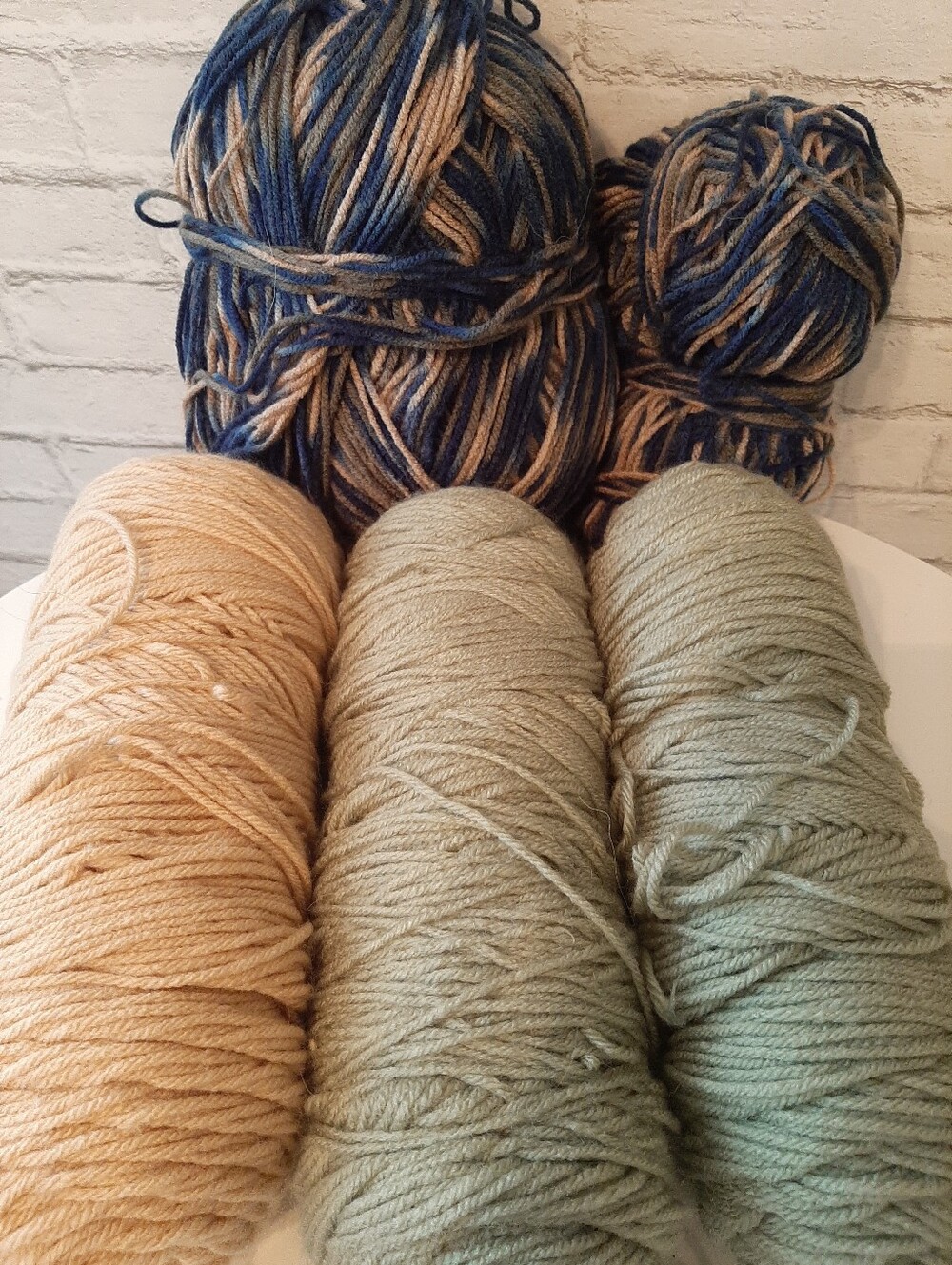 Soft Multi-Pack Yarn Bundle in Blue, Beige, and Green
